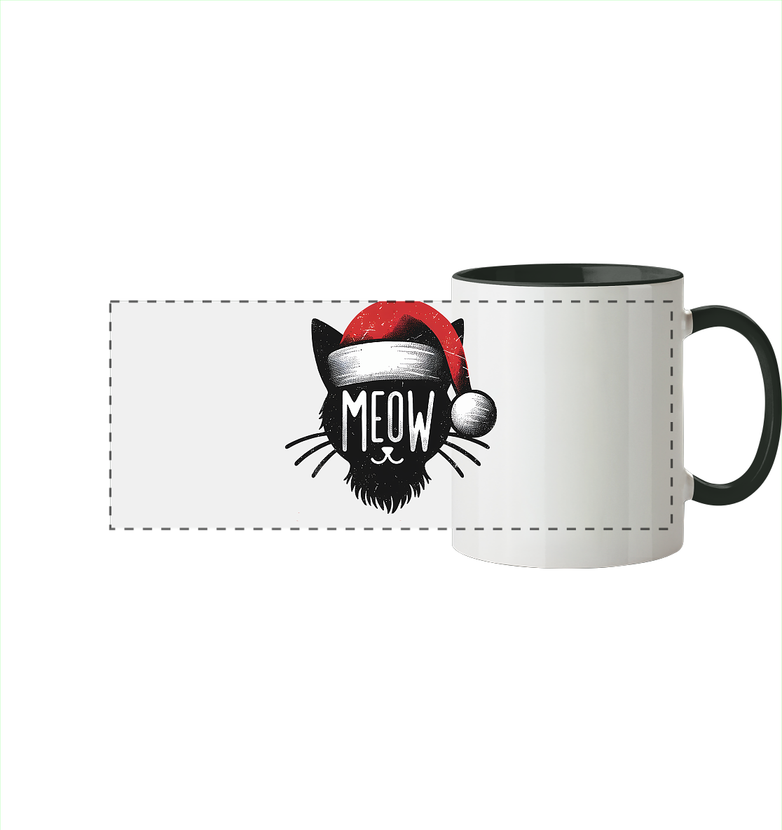 Weihnacht Kagtze Meow - Panorama Tasse zweifarbig
