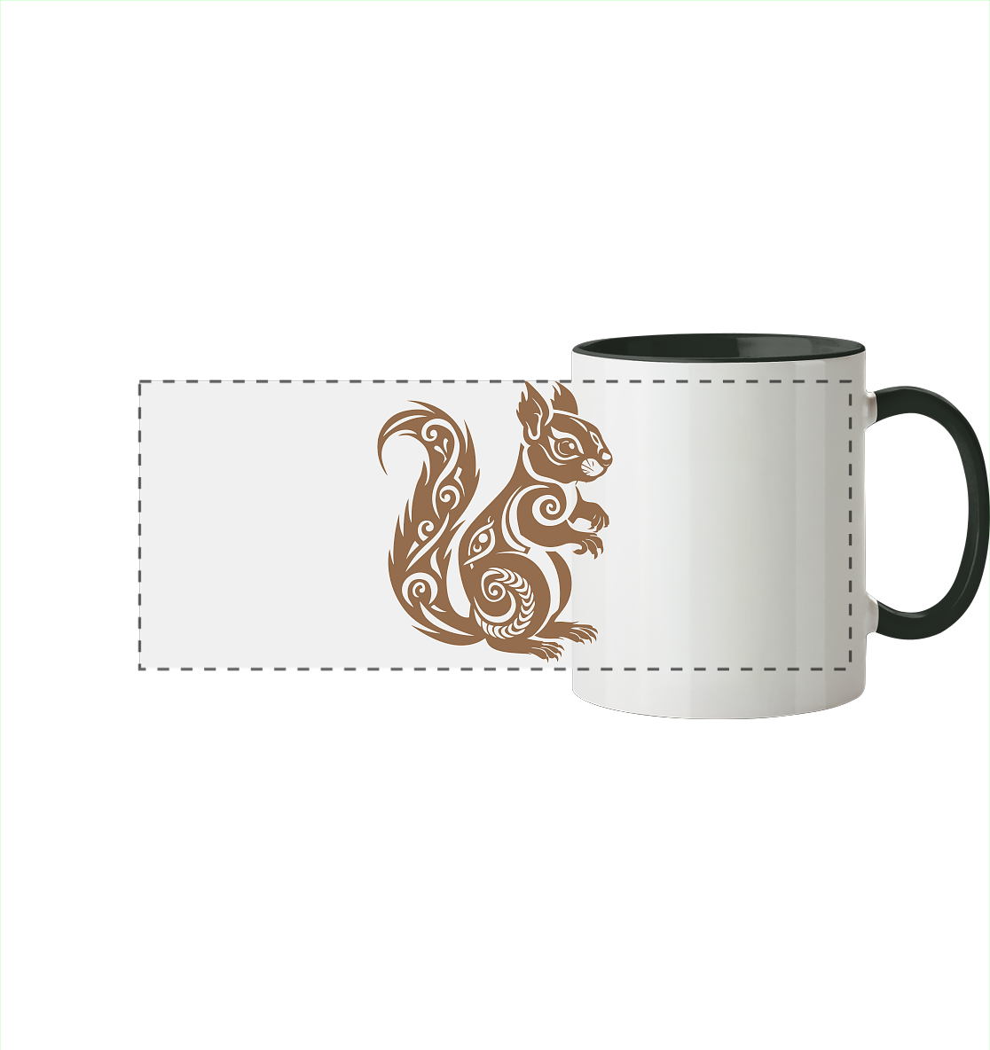 Keltischer Kunst Eichhörnchen - Panorama Tasse zweifarbig