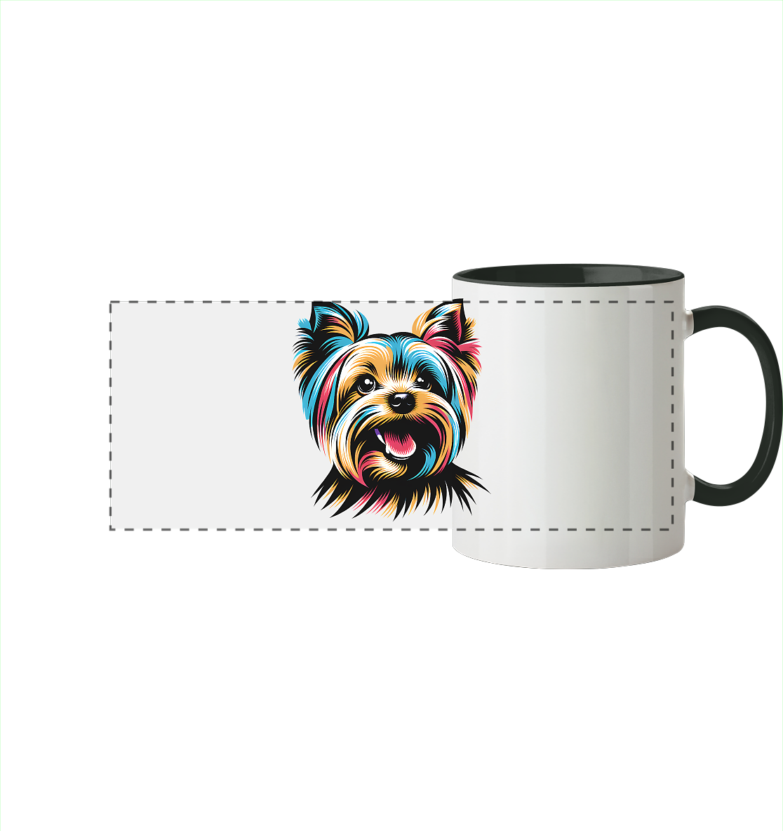 Yorkshire Terrier Pop Art - personalisierbar - Panorama Tasse zweifarbig