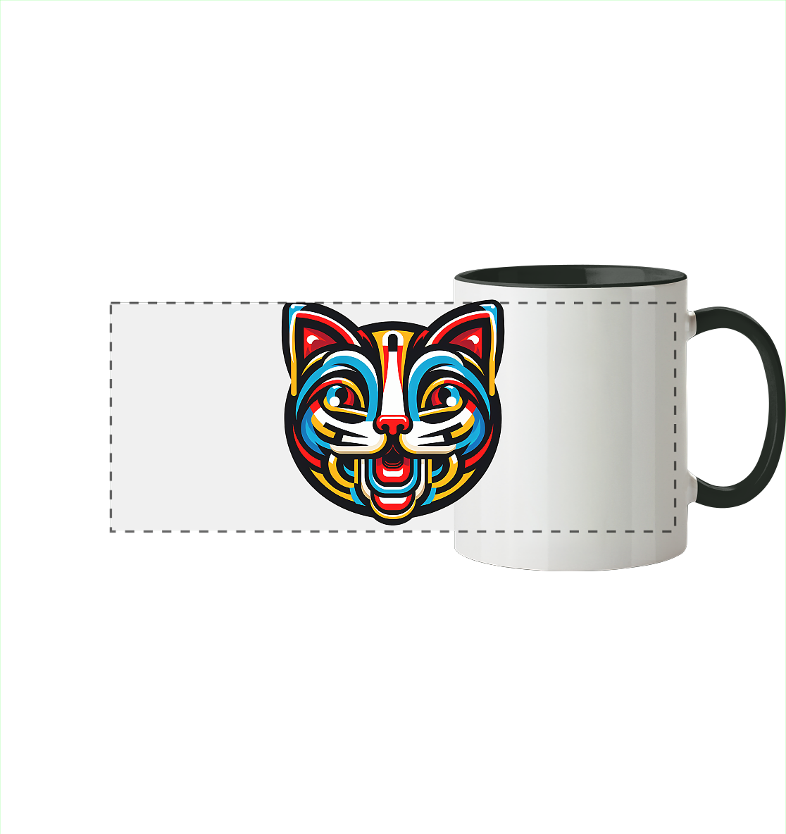 Pop Art Katze  - Panorama Tasse zweifarbig