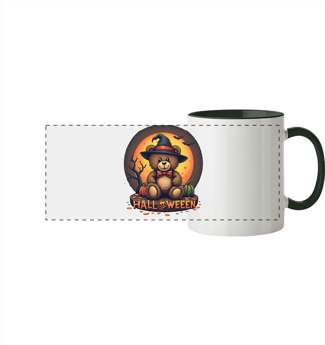Halloween Teddy - Panorama Tasse zweifarbig