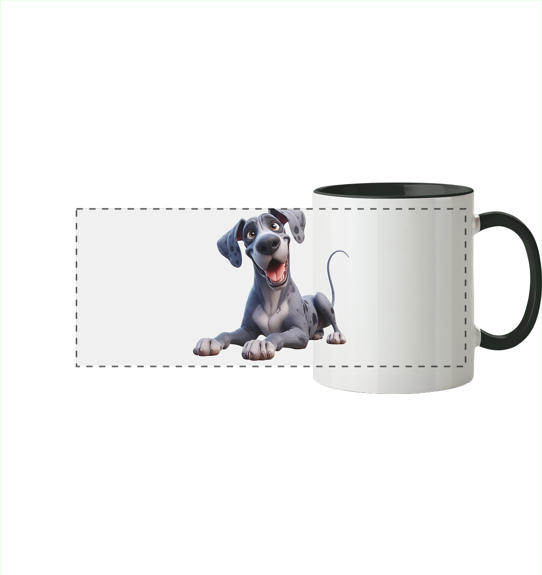 Dänische Dogge - personalisierbar - Panorama Tasse zweifarbig