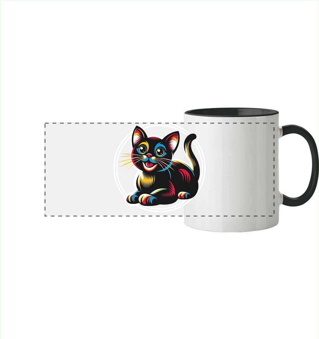 Kätzchen Pop Art - personalisierbar - Panorama Tasse zweifarbig