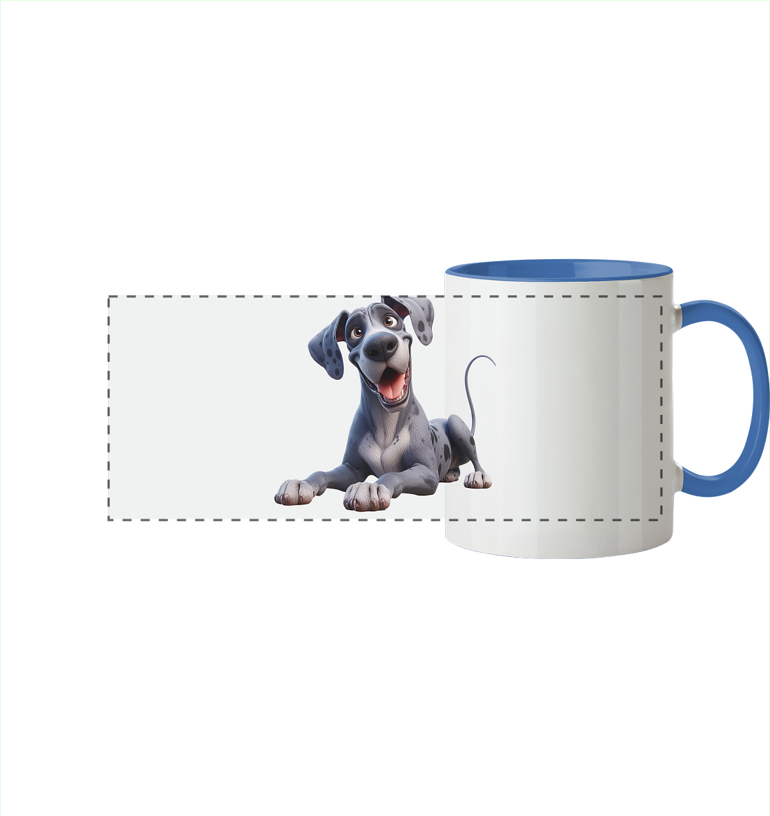 Dänische Dogge - personalisierbar - Panorama Tasse zweifarbig
