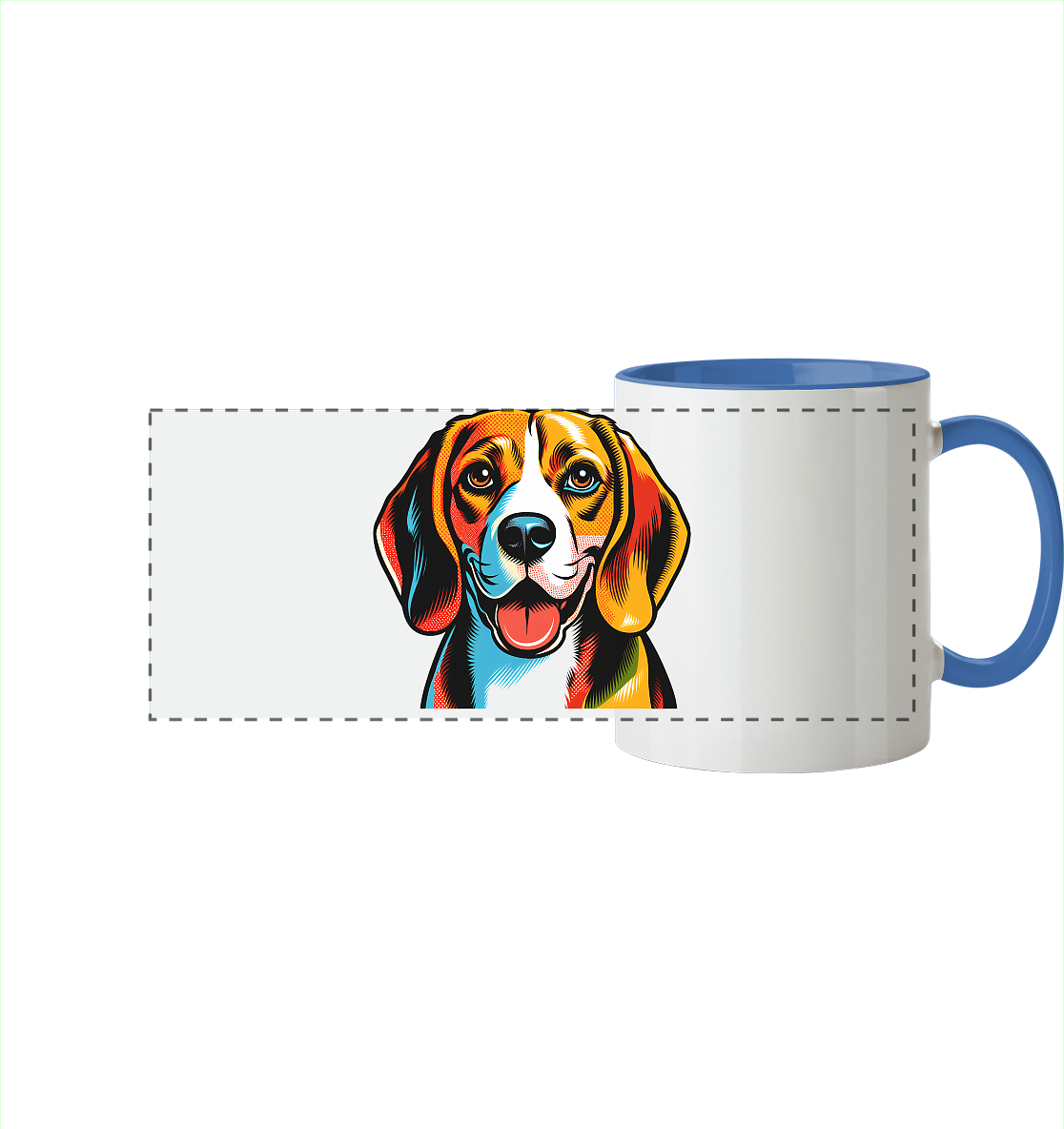 Beagle Pop Art - Personalisierbar - Panorama Tasse zweifarbig