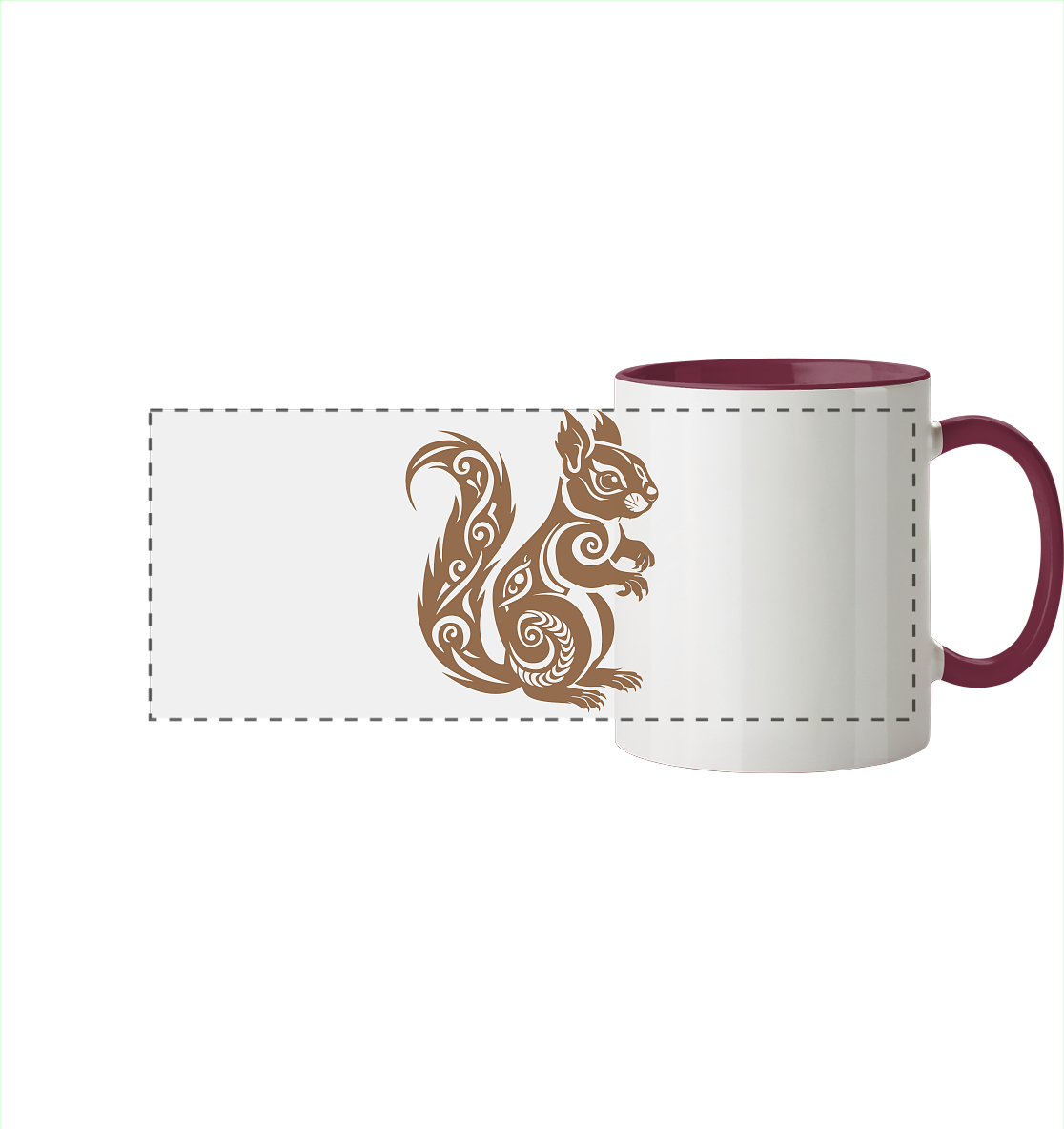 Keltischer Kunst Eichhörnchen - Panorama Tasse zweifarbig