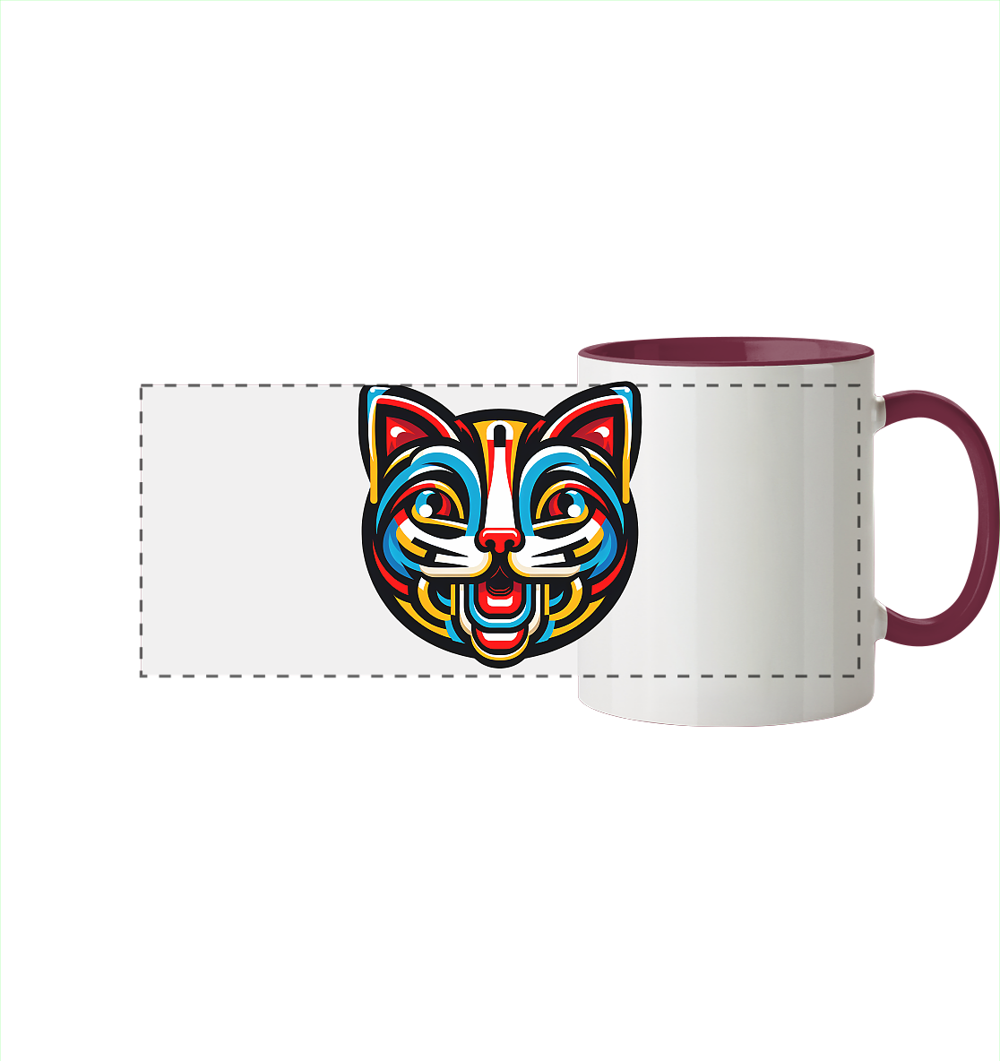 Pop Art Katze  - Panorama Tasse zweifarbig
