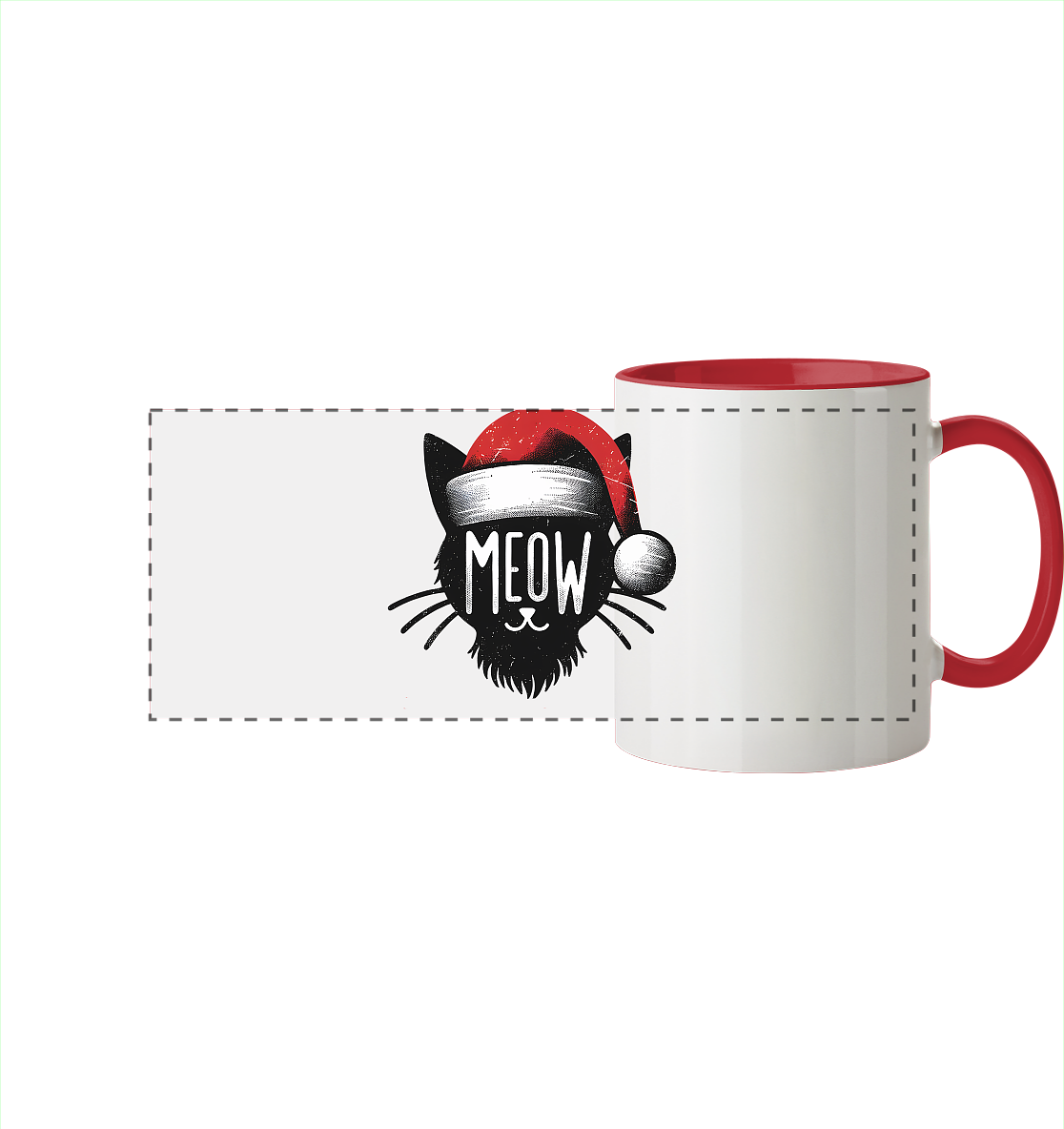 Weihnacht Kagtze Meow - Panorama Tasse zweifarbig