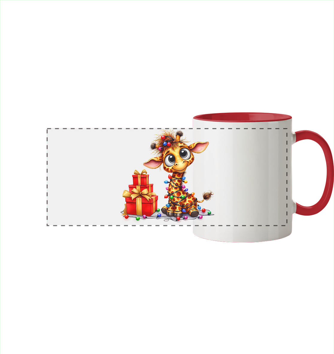 Ugly Christmas Weihnachten Crazy Giraffe - Panorama Tasse zweifarbig