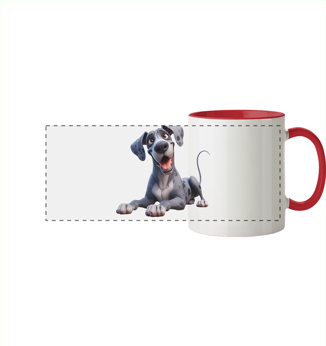 Dänische Dogge - personalisierbar - Panorama Tasse zweifarbig