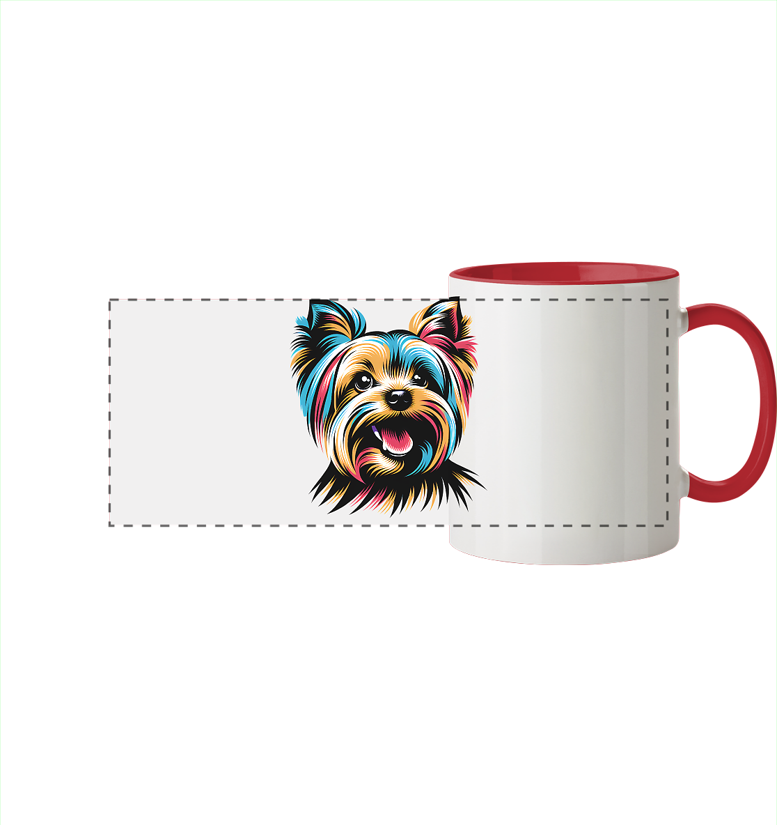 Yorkshire Terrier Pop Art - personalisierbar - Panorama Tasse zweifarbig