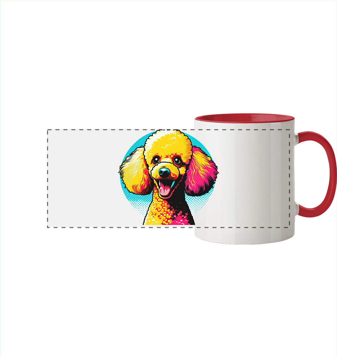 Pudel Pop Art - personalisierbar - Panorama Tasse zweifarbig