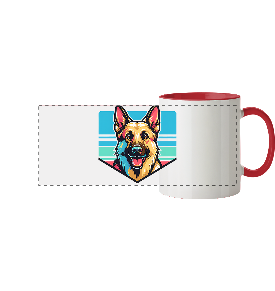 Schäferhund Pop Art - personalisierbar - Panorama Tasse zweifarbig