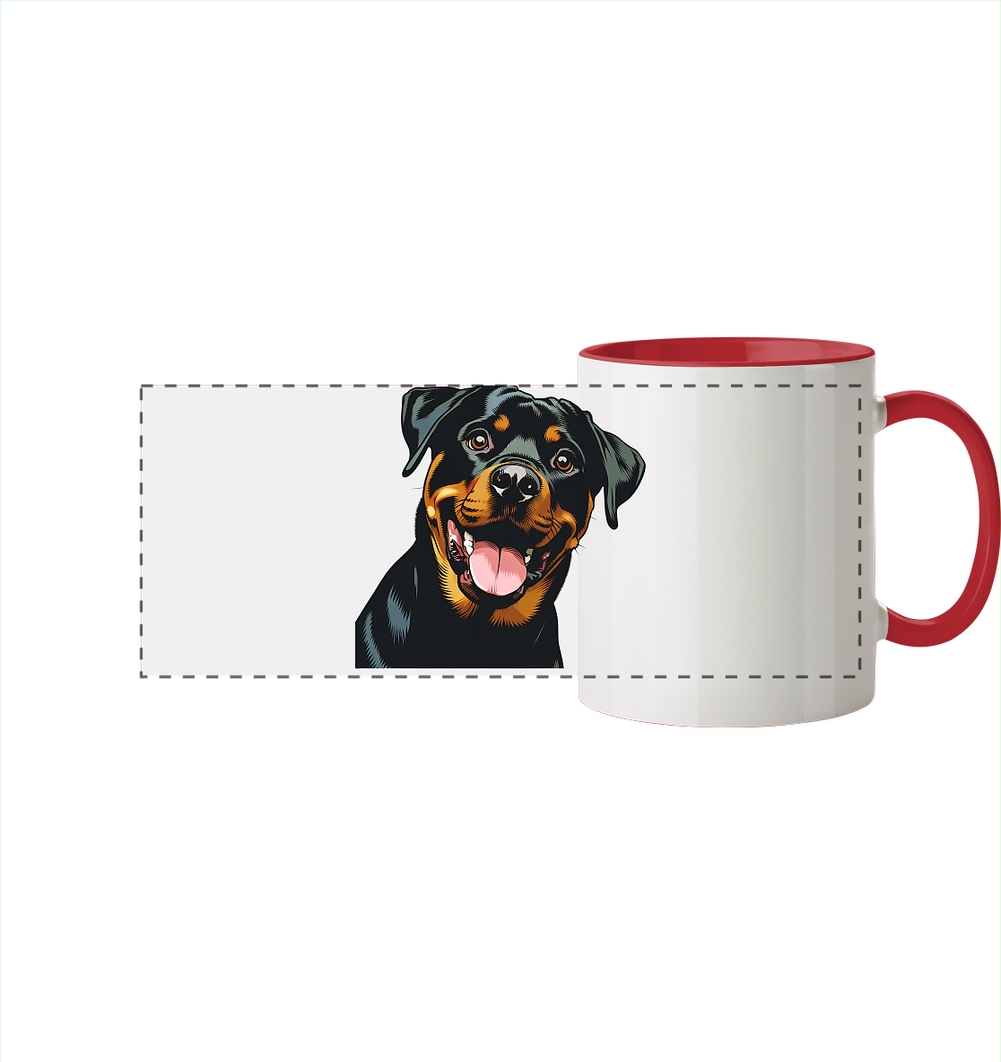 Rottweiler  Comic - personalisierbar - Panorama Tasse zweifarbig