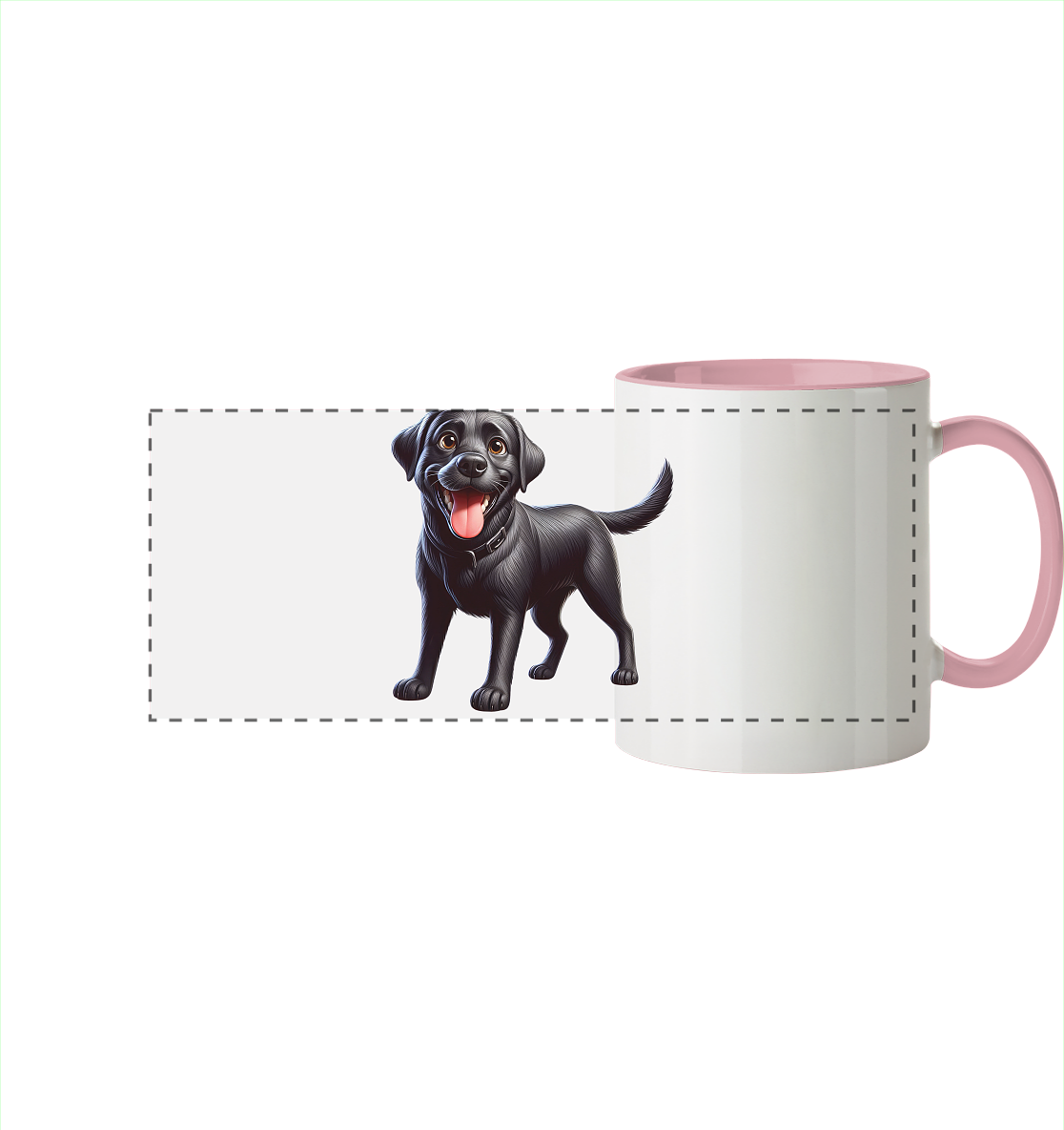 Cartoon Labrador Retreiver - personalisierbar - Panorama Tasse zweifarbig
