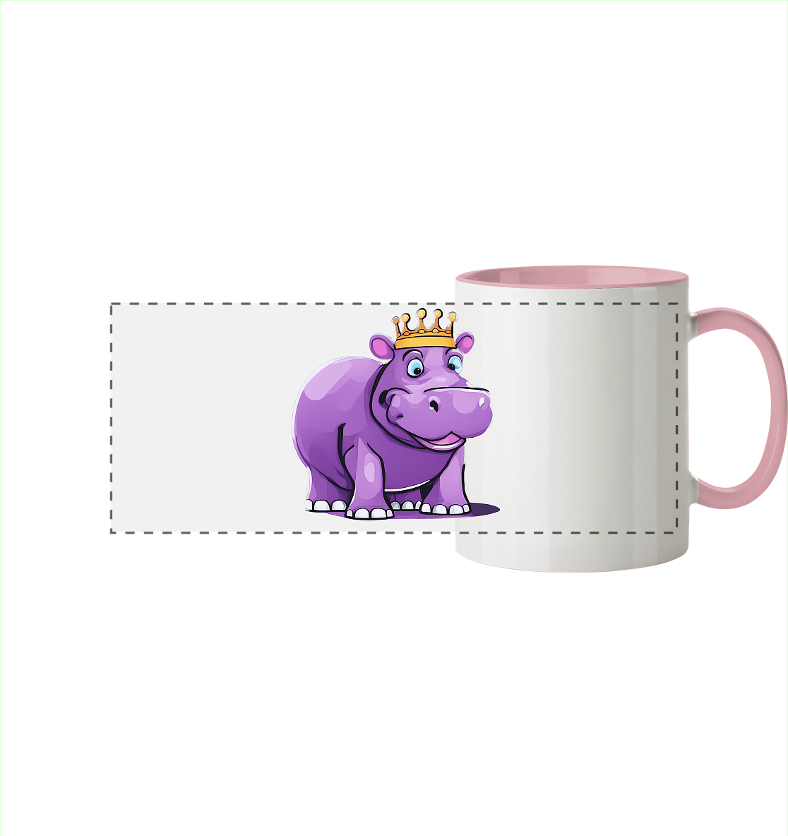 Hippo Queen Cute - personalisierbar - Panorama Tasse zweifarbig