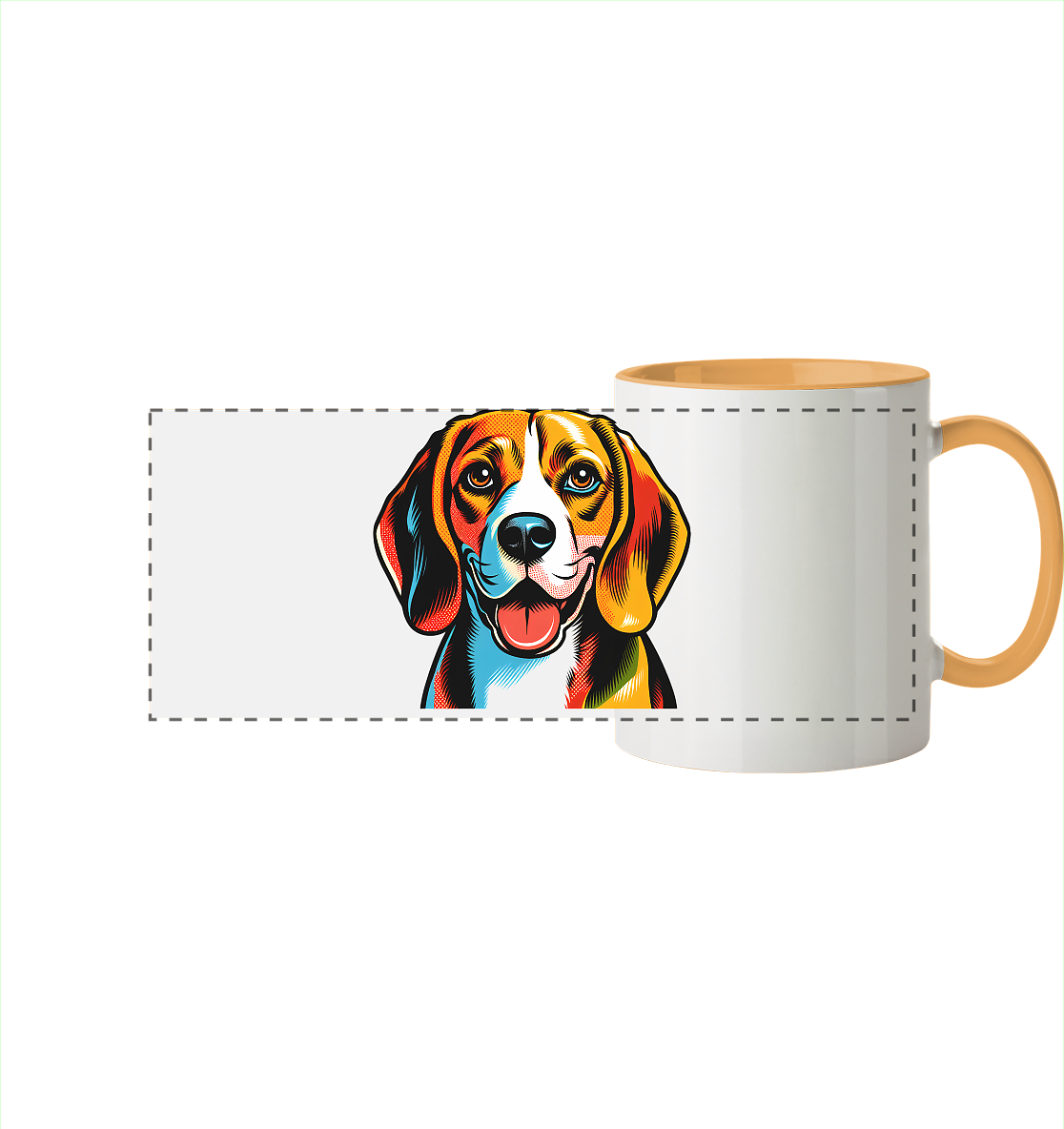 Beagle Pop Art - Personalisierbar - Panorama Tasse zweifarbig