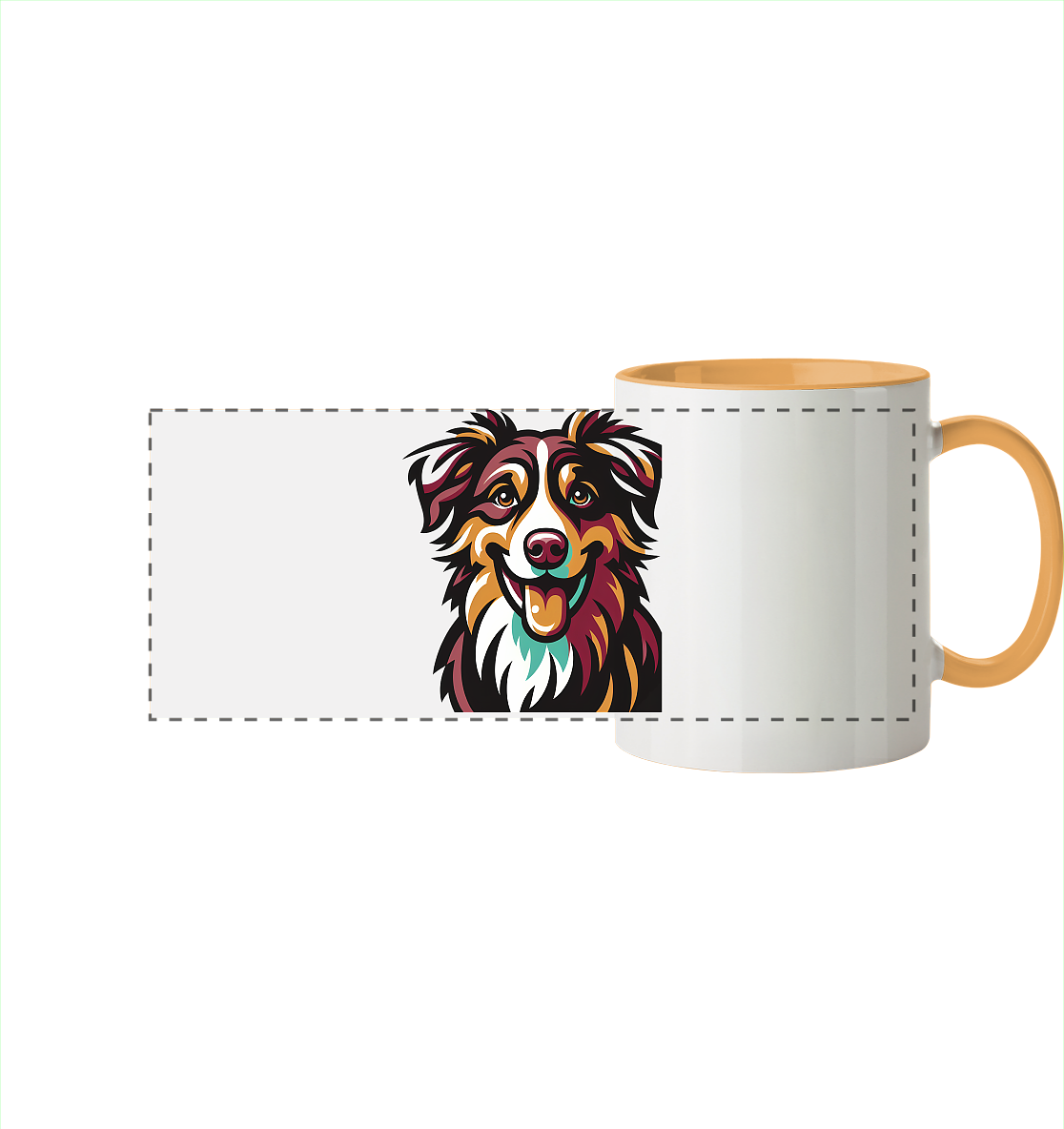 Australian Shepherd Hund - personalisierbar - Panorama Tasse zweifarbig