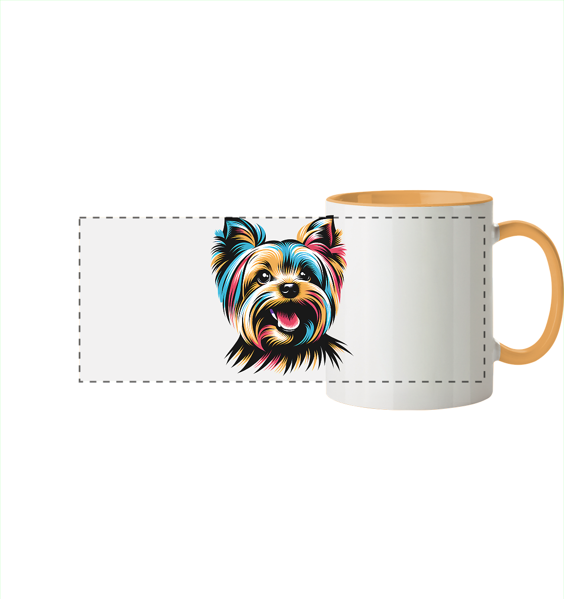 Yorkshire Terrier Pop Art - personalisierbar - Panorama Tasse zweifarbig