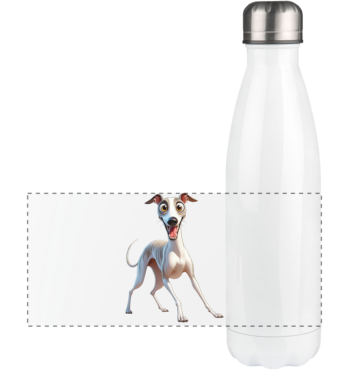 Whippet Cartoon personalisierbar - Panorama Thermoflasche 500ml