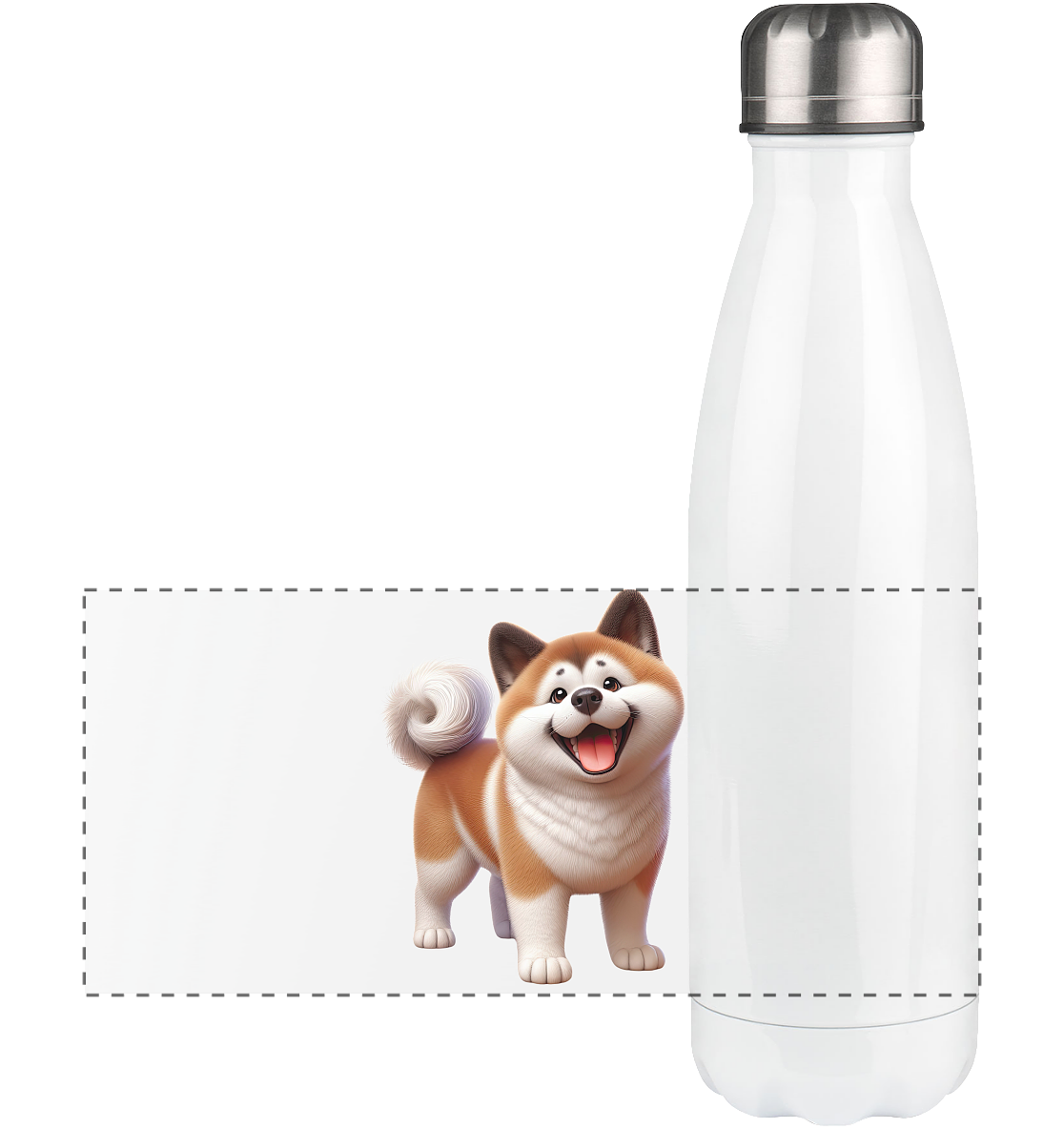 Akita Cartoon Hund personalisierbar - Panorama Thermoflasche 500ml