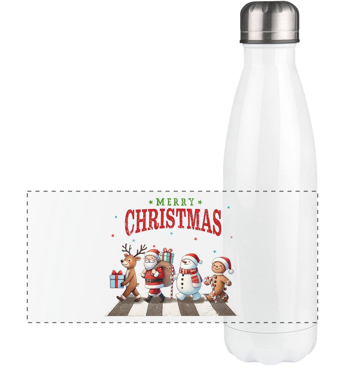 Merry Christmas Zebrastreifen - Panorama Thermoflasche 500ml