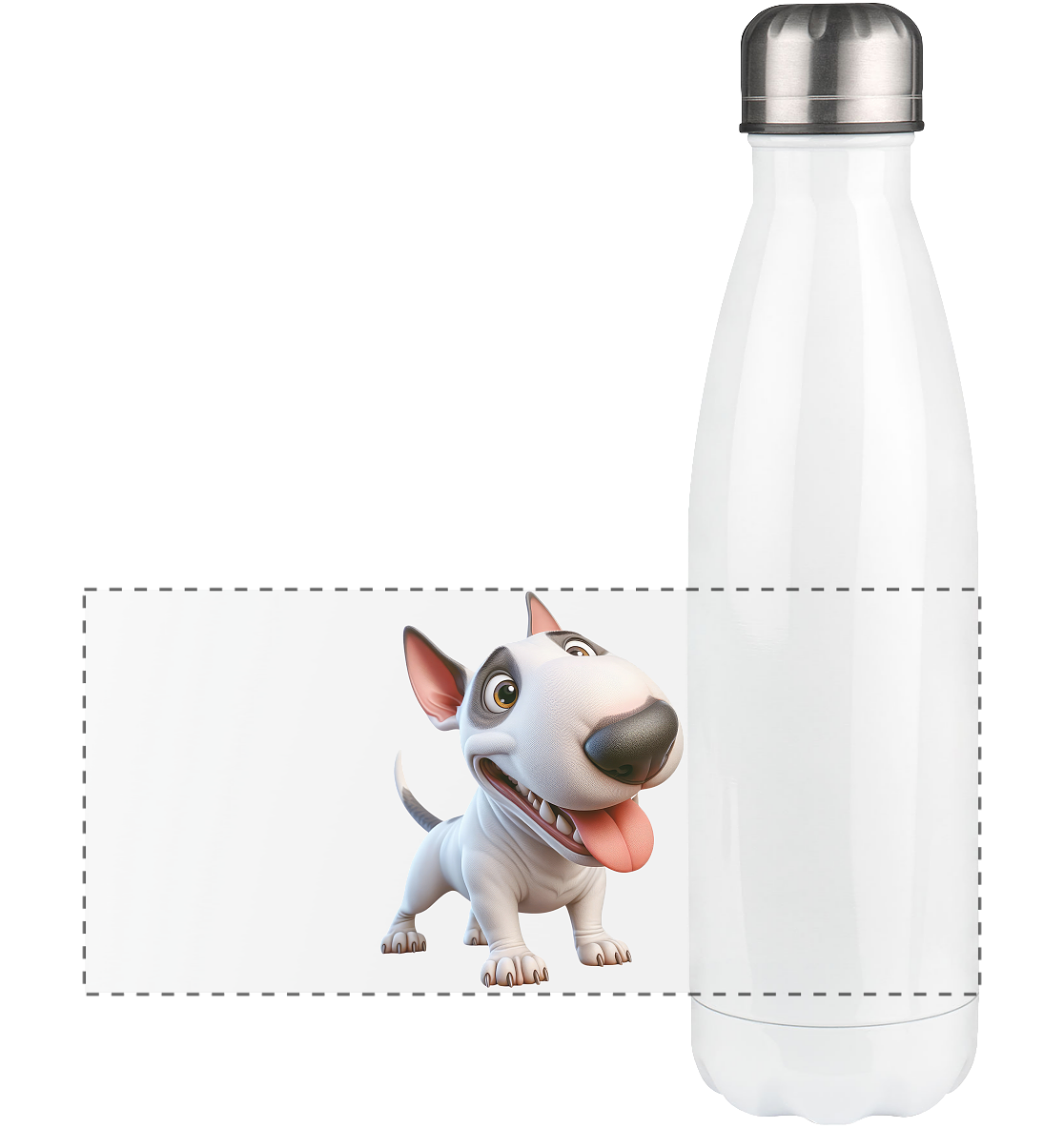 Bullterrier Cartoon personalisierbar - Panorama Thermoflasche 500ml
