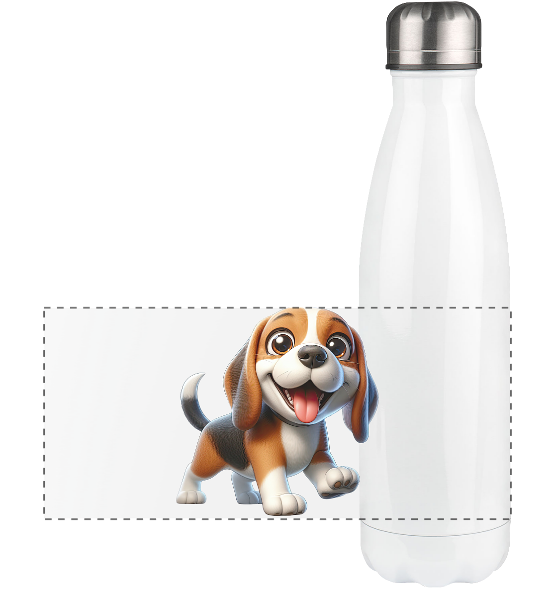 Beagle Cartoon Hund personalisierbar - Panorama Thermoflasche 500ml