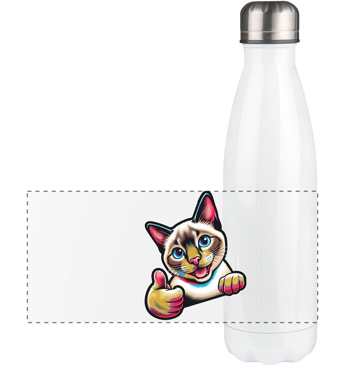 Siamkatze Pop Art - personalisierbar - Panorama Thermoflasche 500ml