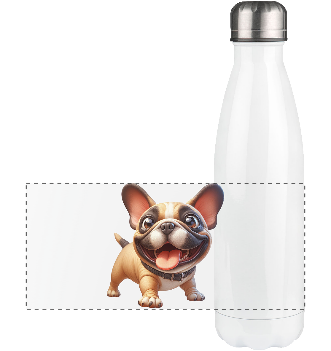 Französische Bulldogge Cartoon personalisierbar - Panorama Thermoflasche 500ml