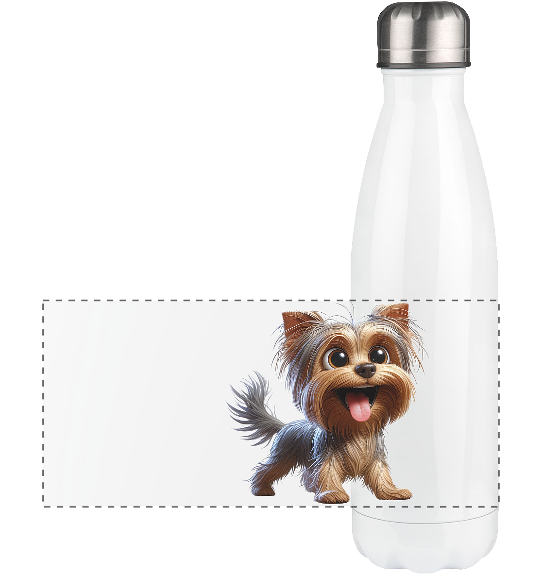 Yorkshire Terrier Cartoon - personalisierbar - Panorama Thermoflasche 500ml