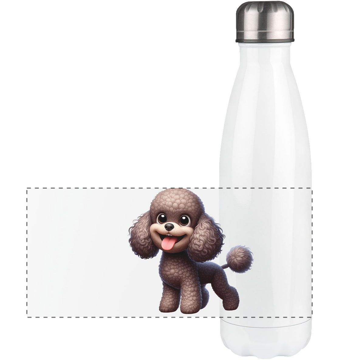 Pudel Comic - personalisierbar - Panorama Thermoflasche 500ml