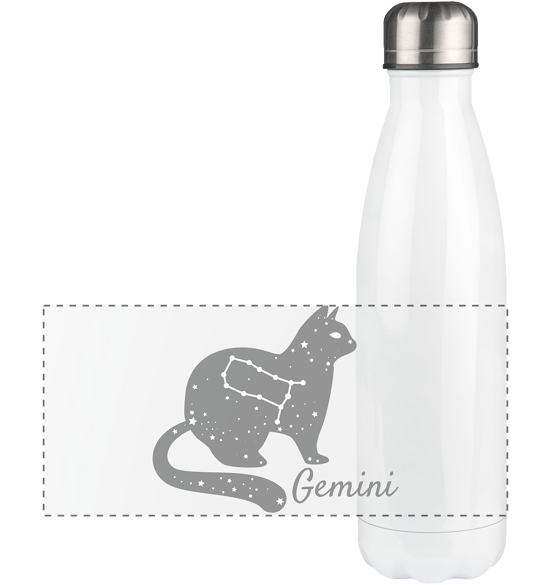 Sternzeichen Katze Zwilling - personalisierbar - Panorama Thermoflasche 500ml