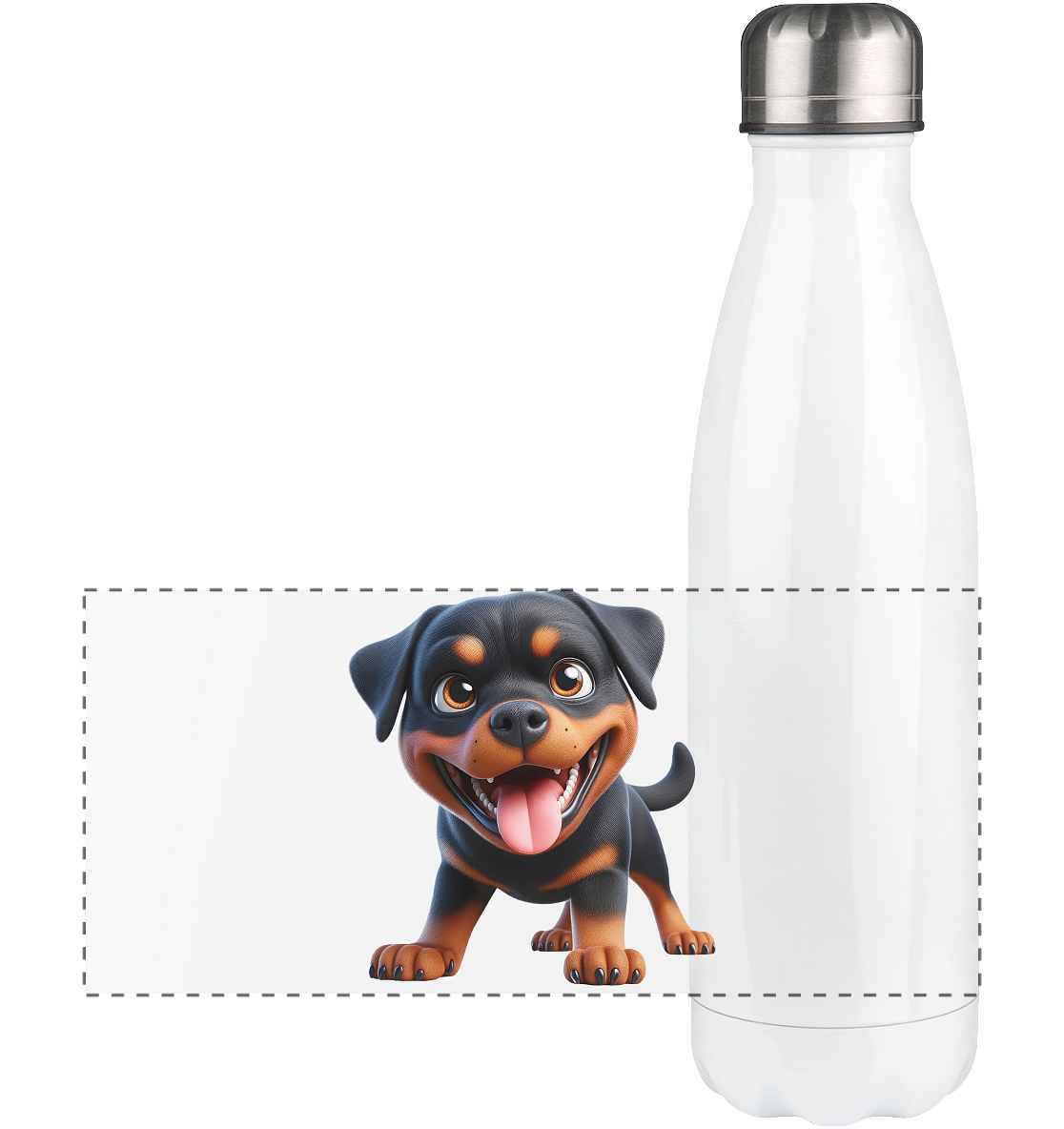 Rottweiler Cartoon Hund - personalisierbar - Panorama Thermoflasche 500ml