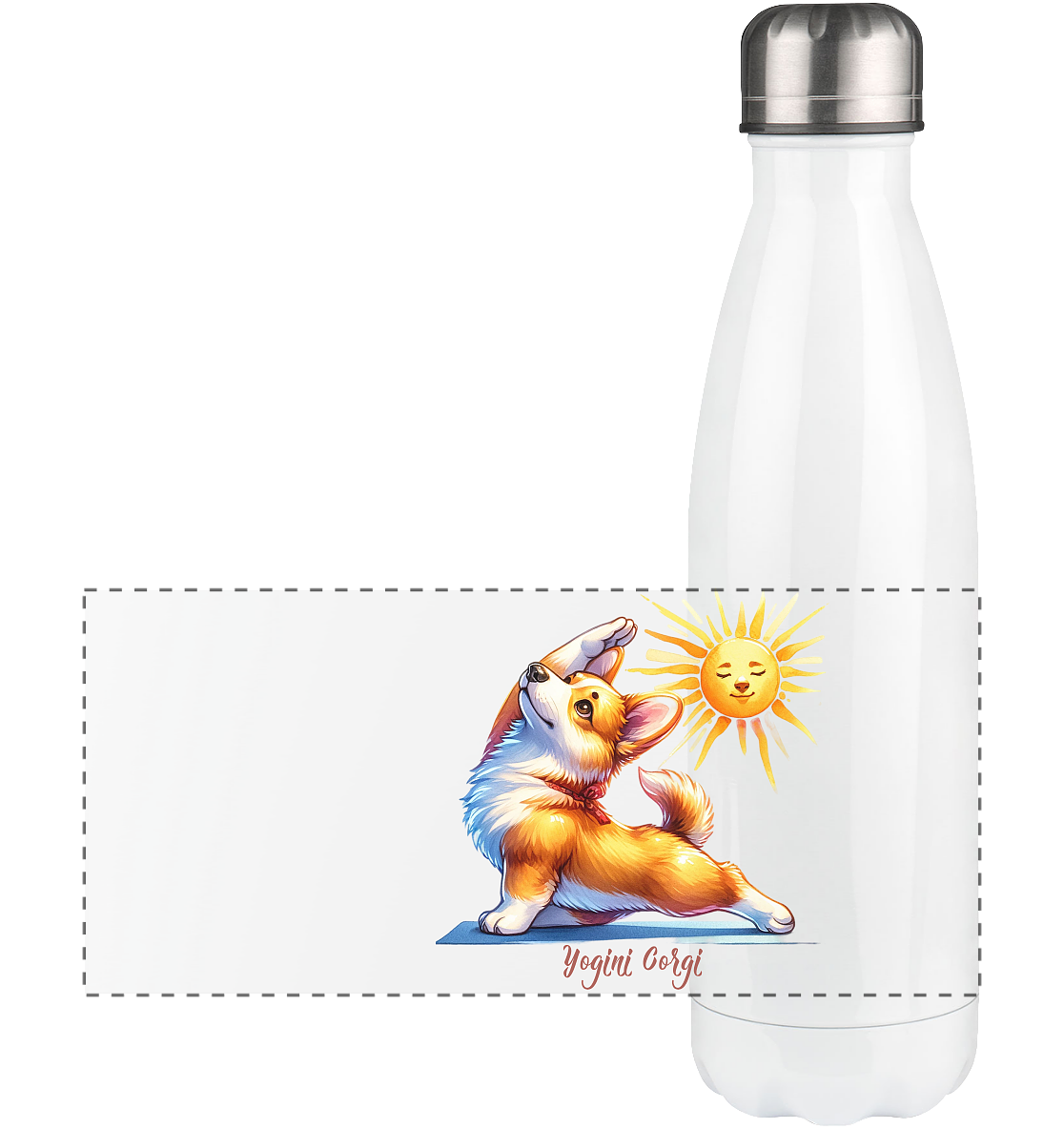 Yoga Corgi Hund yogini Gorgi - personalisierbar - Panorama Thermoflasche 500ml