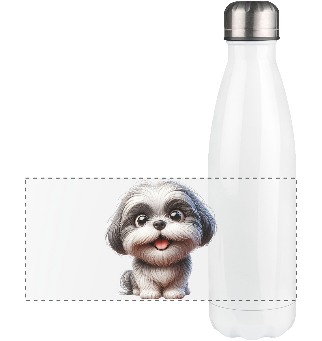 Shih Tzu Cartoon Dog - personalisierbar - Panorama Thermoflasche 500ml