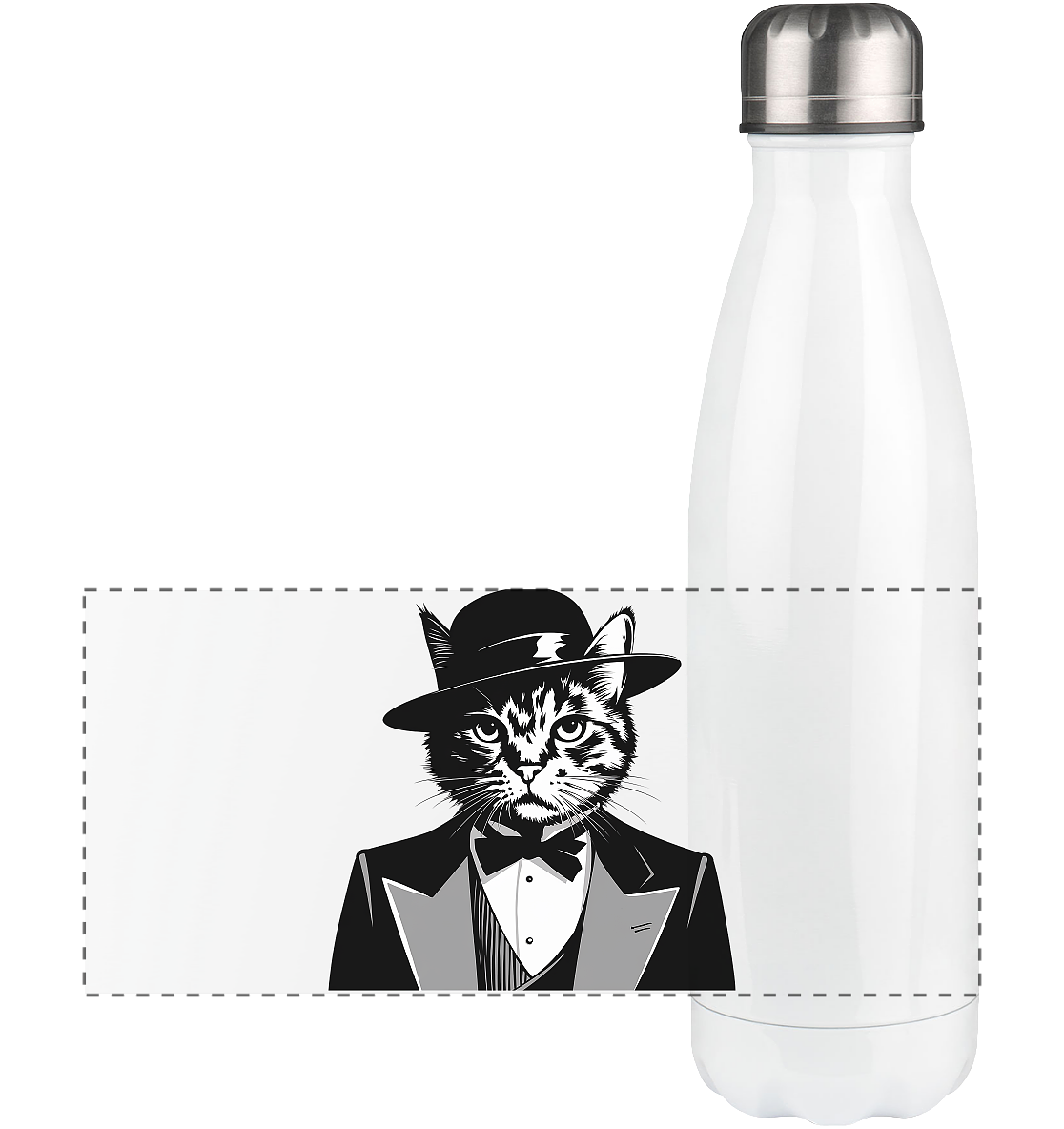 Godfather Katze Mafia - personalisierbar  - Panorama Thermoflasche 500ml