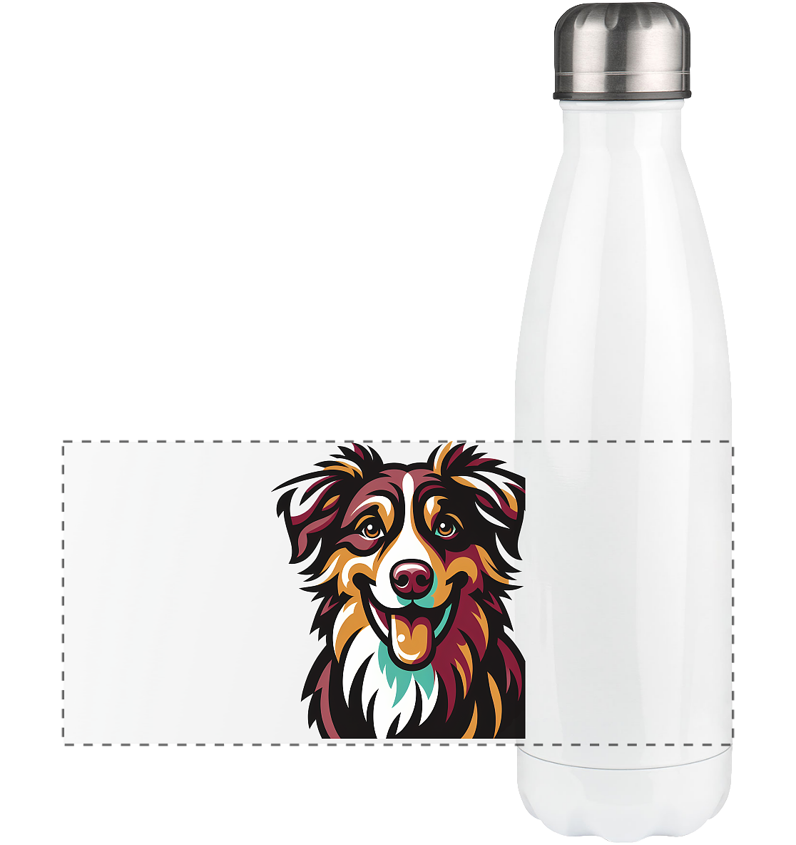 Australian Shepherd Hund - personalisierbar - Panorama Thermoflasche 500ml