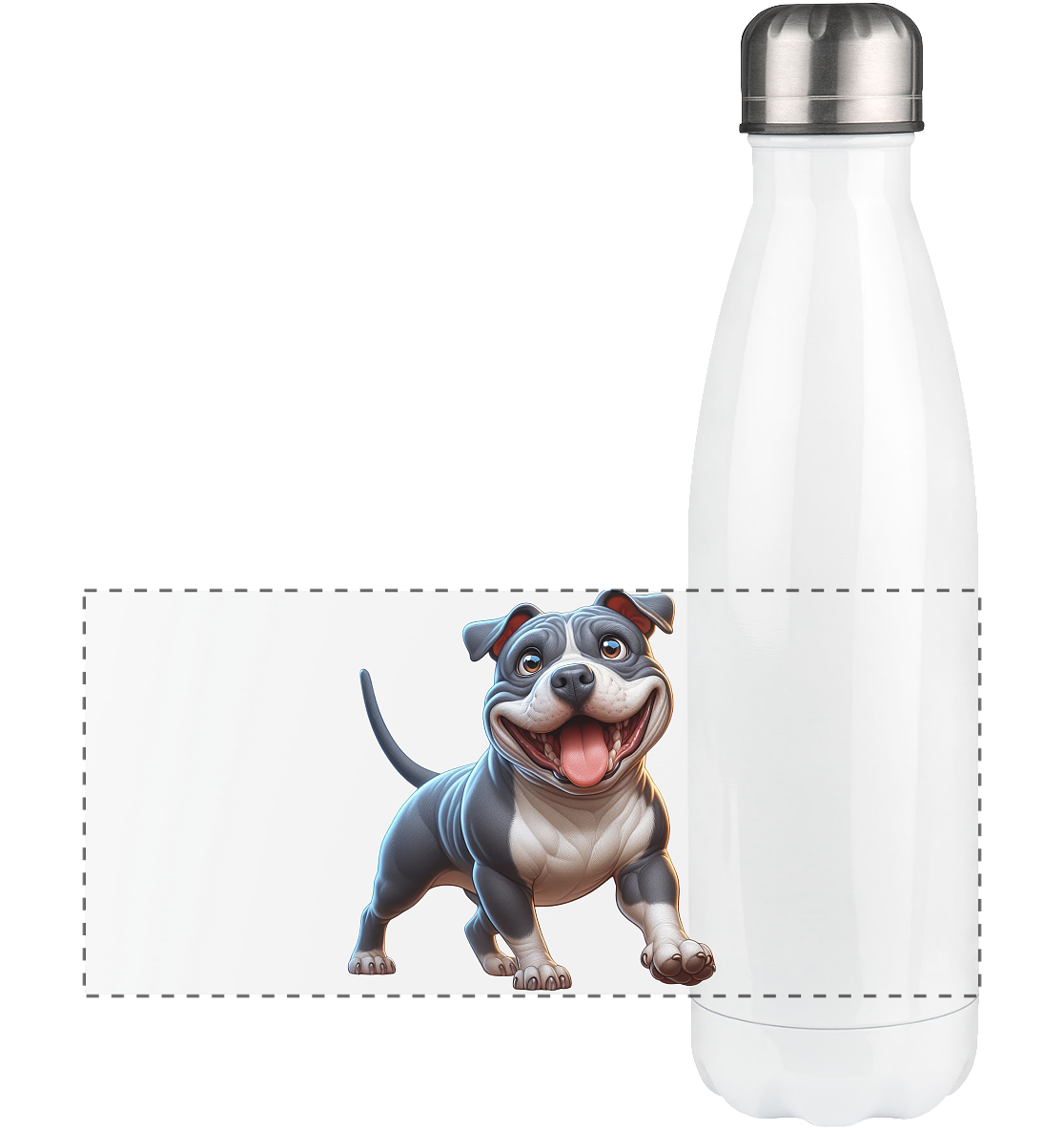 Pittbull Cartoon Hund personalisierbar - Panorama Thermoflasche 500ml
