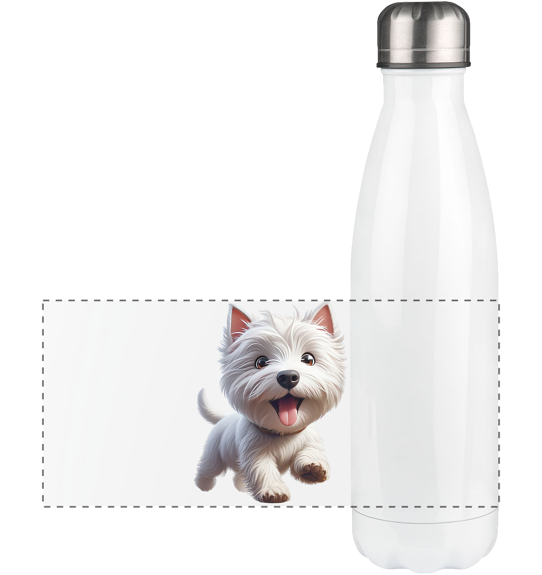West Highland Terrier Catoon - personalisierbar - Panorama Thermoflasche 500ml