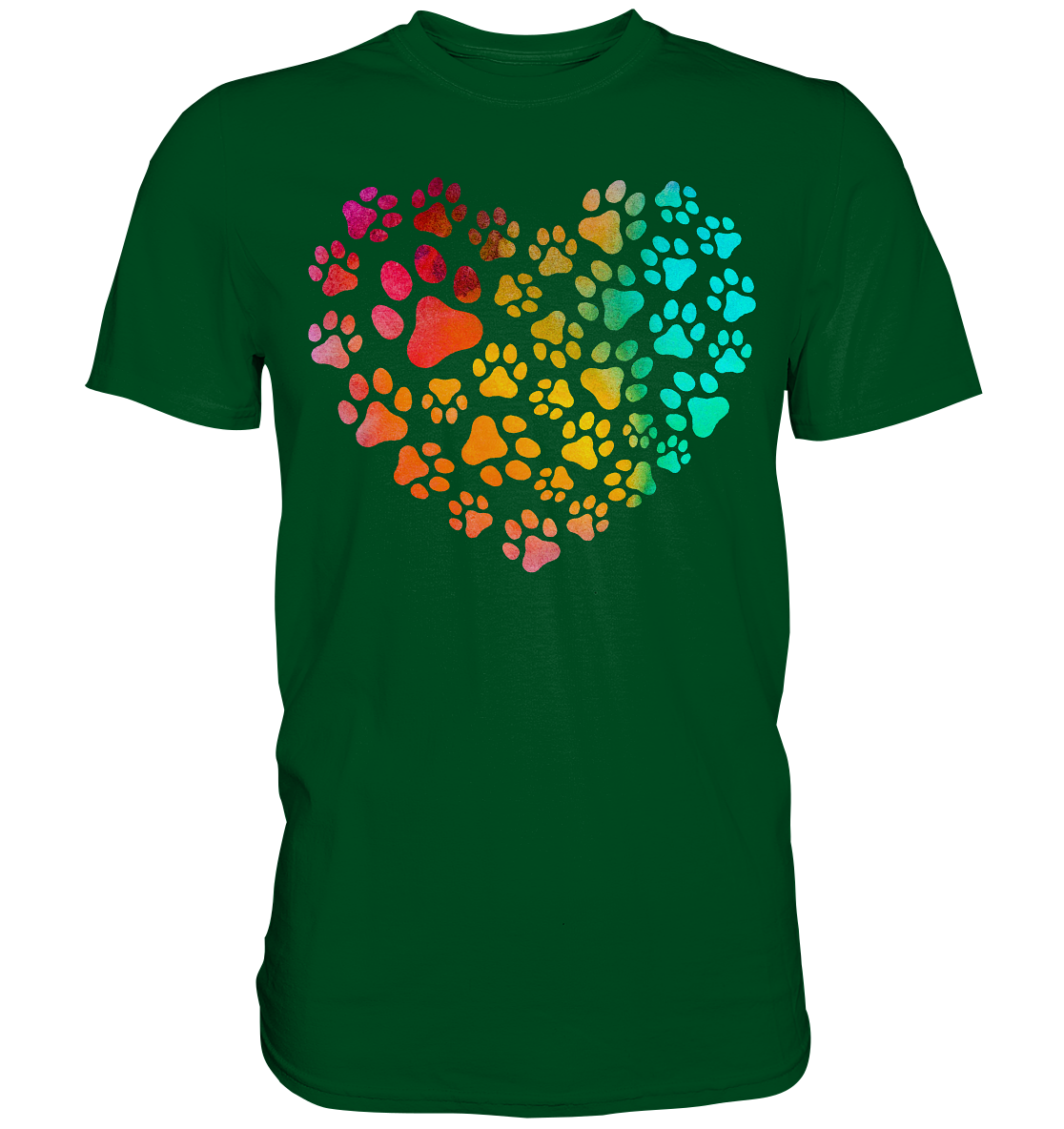 Bunte Pfoten in Herzform - Premium Shirt
