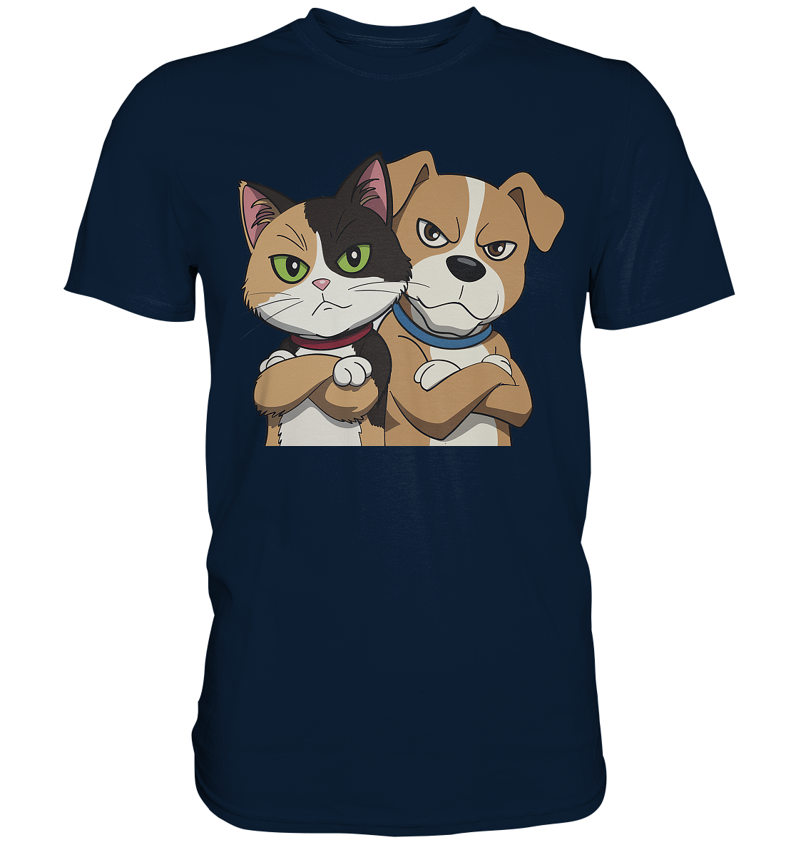 Hund und Katze Grumpy - personalisierbar - Premium Shirt