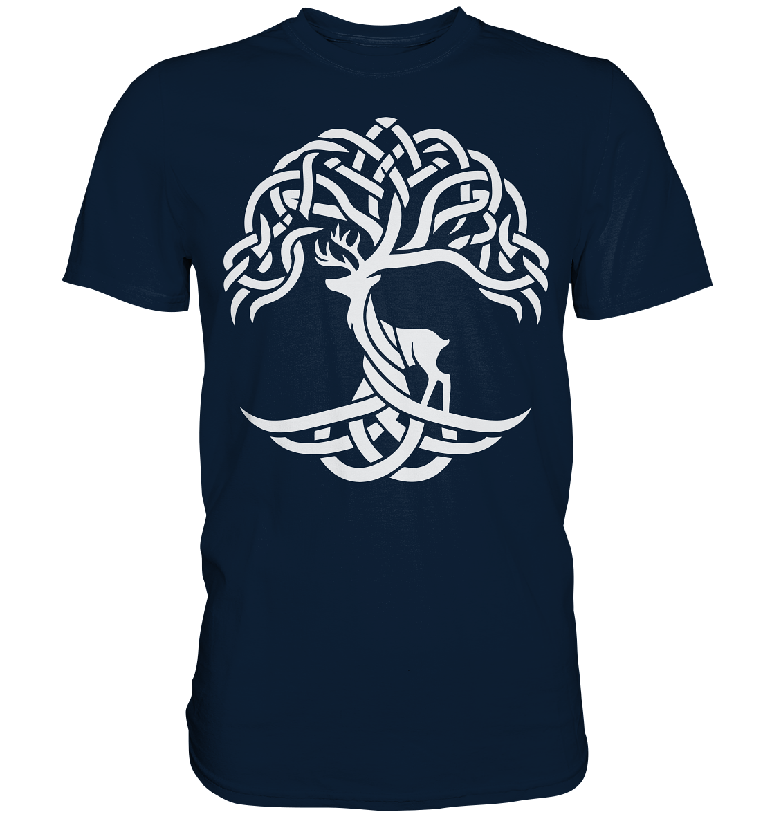Keltischer Lebensbaum mit Hirsch - Premium Shirt