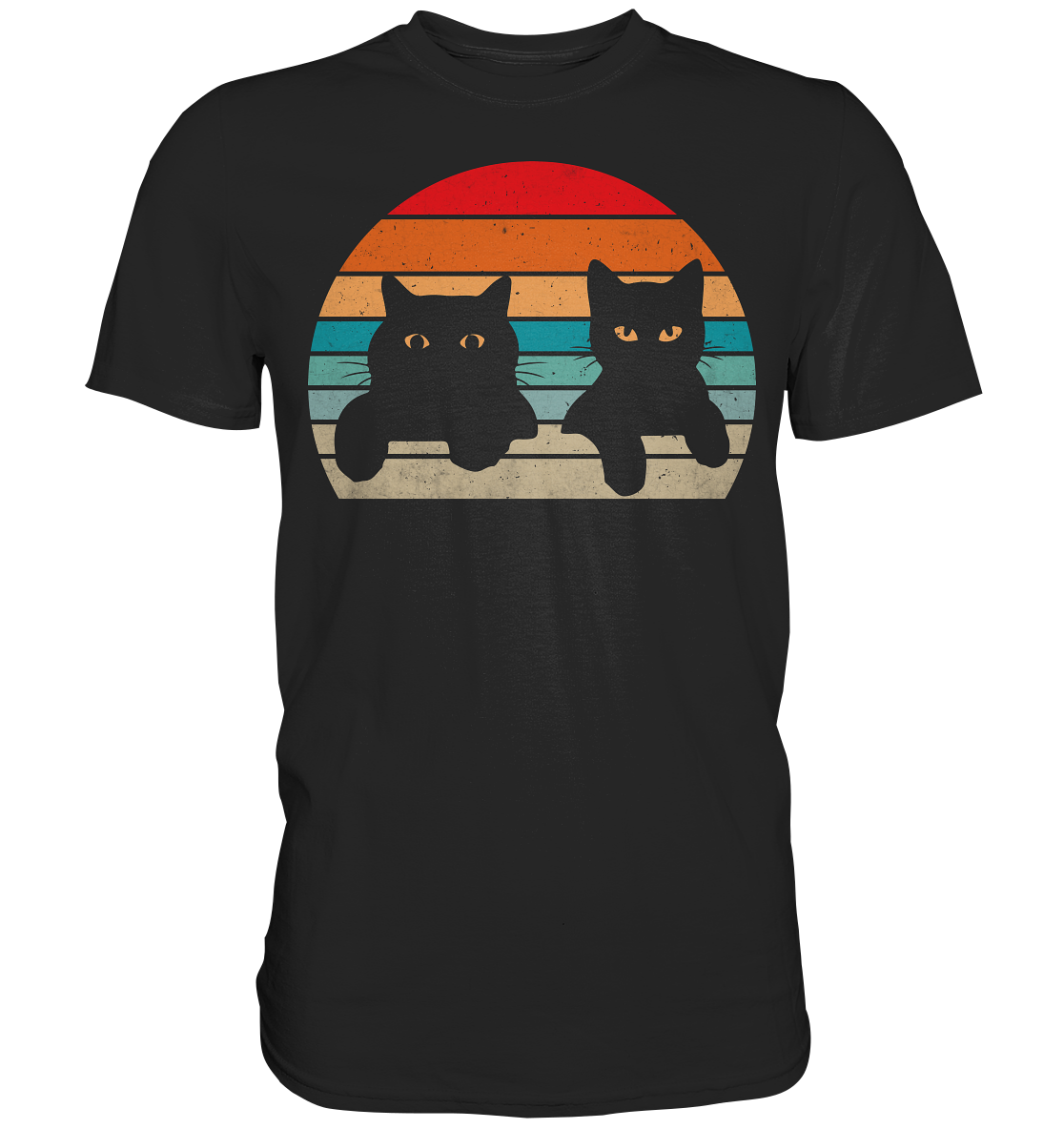 2 Katzen Retro Style - Premium Shirt