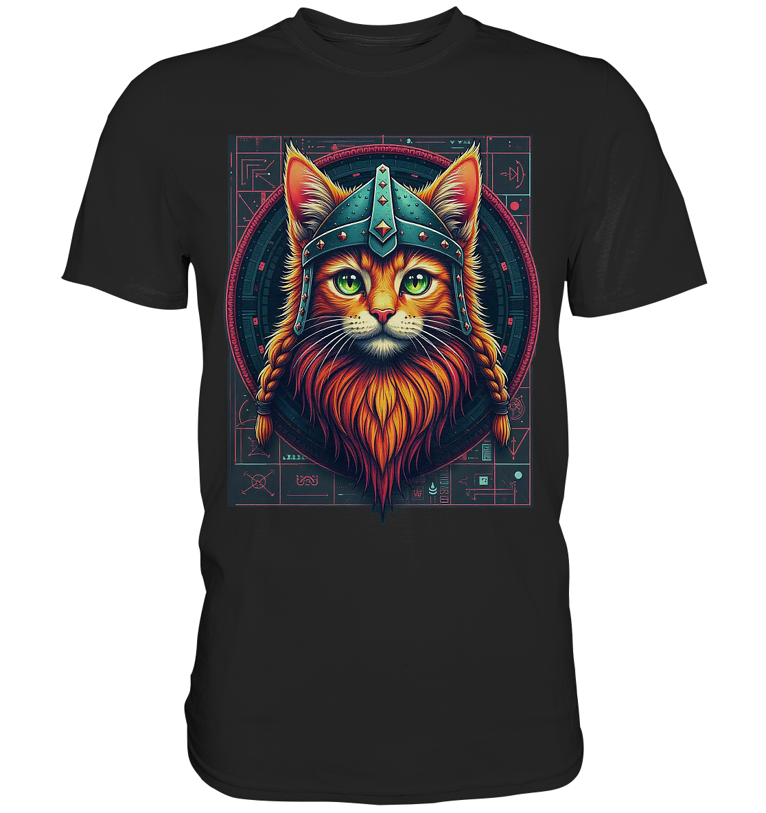 Wikinger Katze Cartoon - Premium Shirt