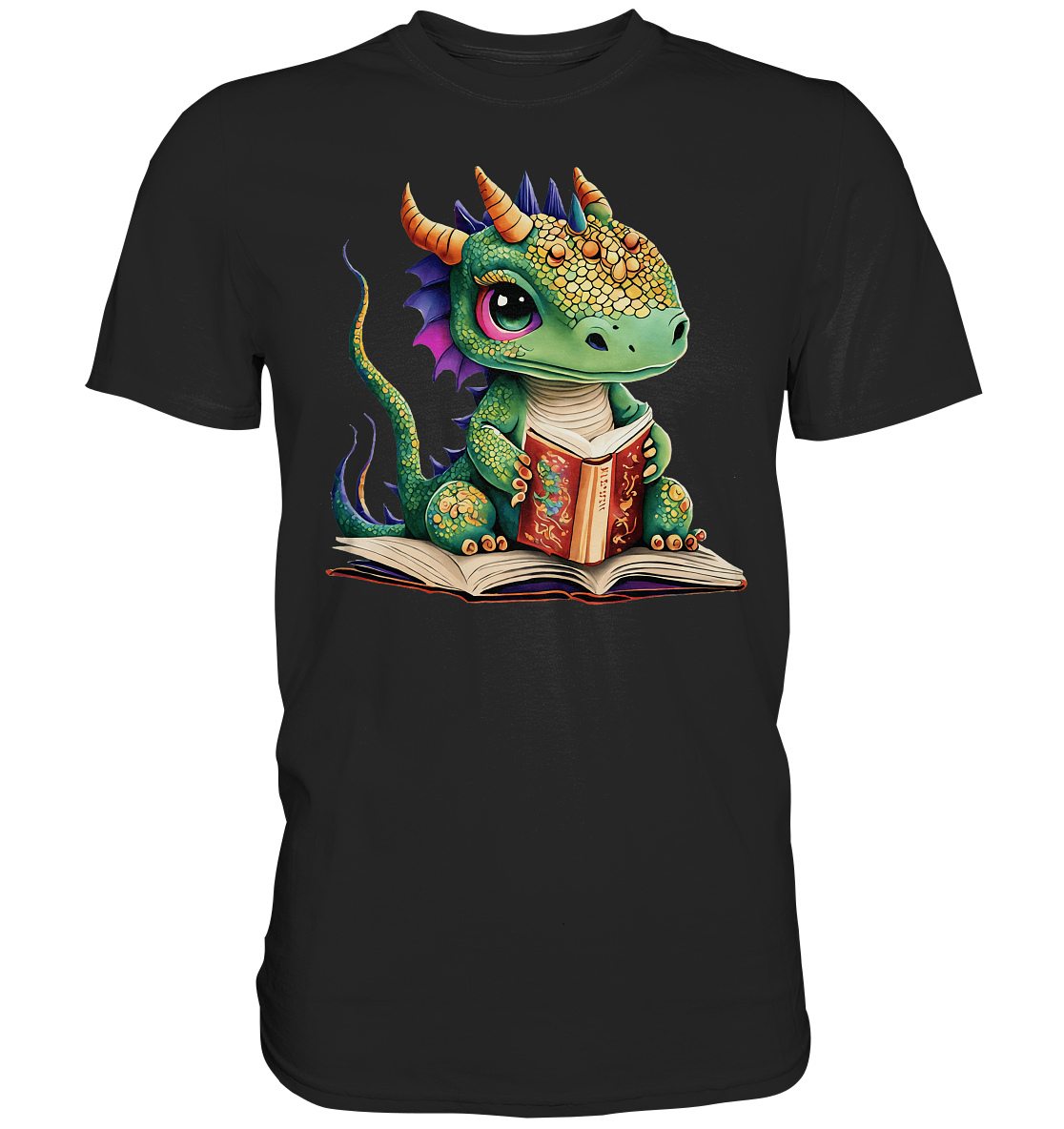 Kleiner lesender Drache -personalisierbar - Premium Shirt