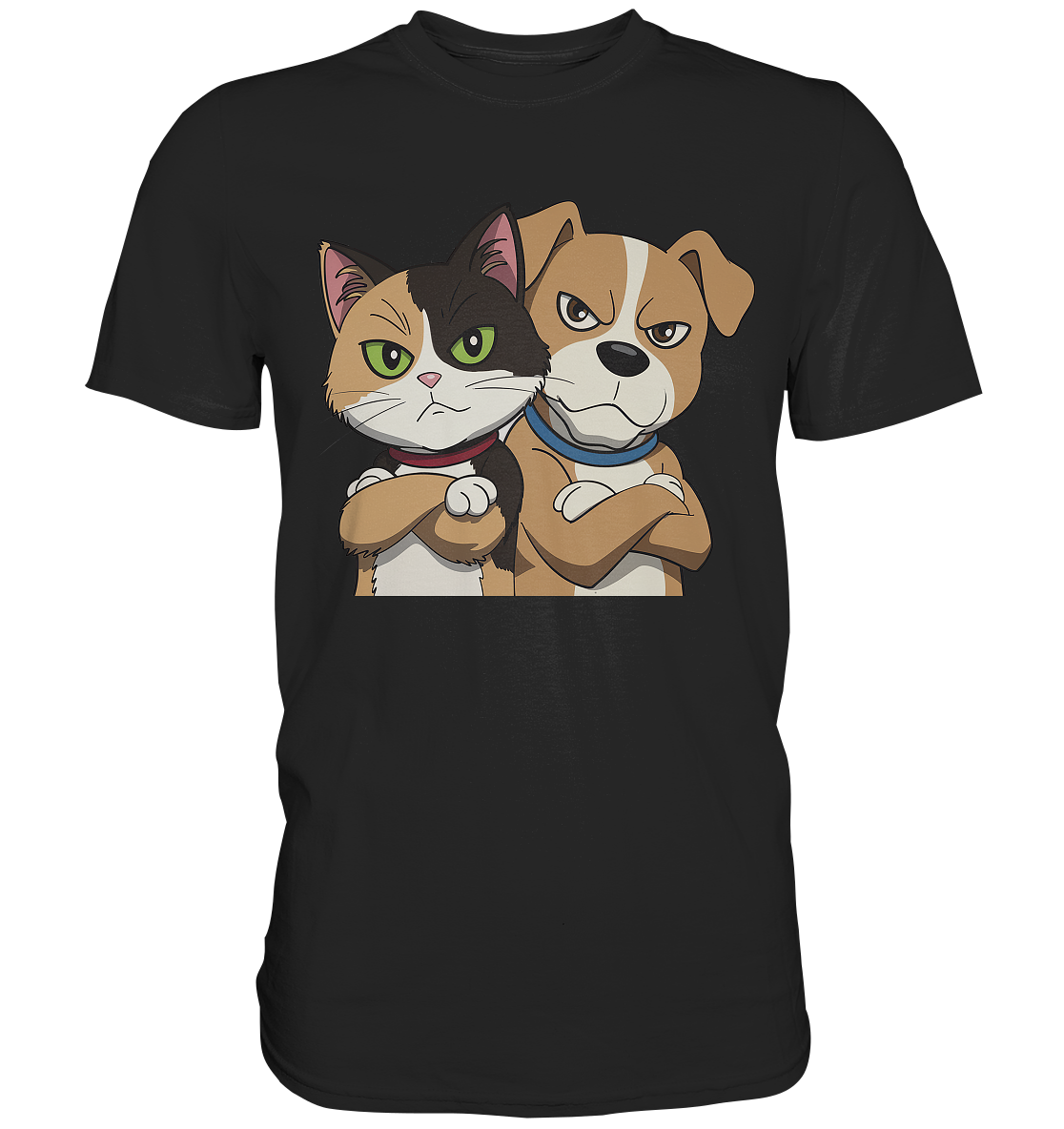 Hund und Katze Grumpy - personalisierbar - Premium Shirt