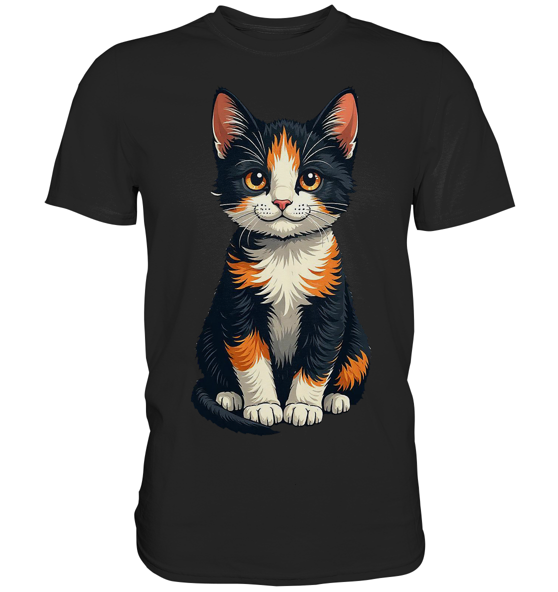 Süsse Glückskatze Illustration  - Premium Shirt