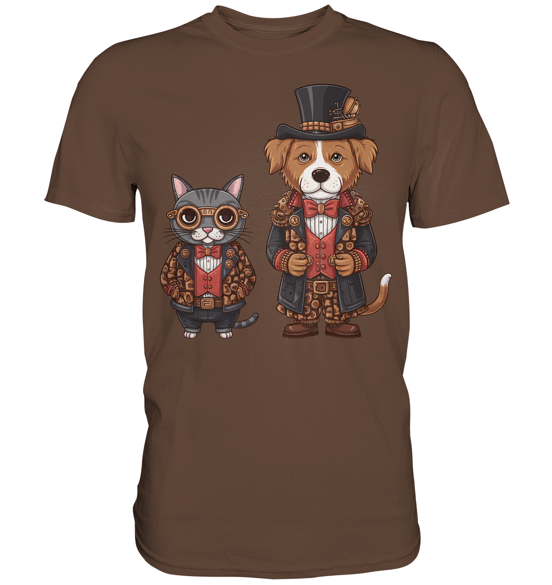 Steam Punk Hund und Katze - Premium Shirt
