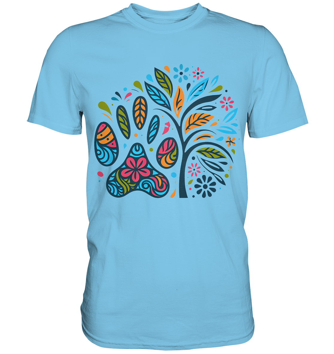 Pfote und Baum Farbenfrohes Design - Premium Shirt